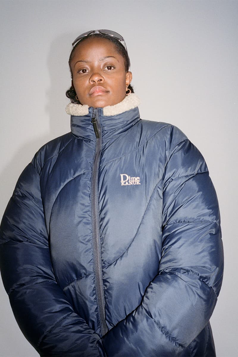 Dime and Kanuk Join Forces to Deliver Winter Ready Capsule Collection fall winter 2022 winter jacket coat wavy owl montreal mtl skate brand