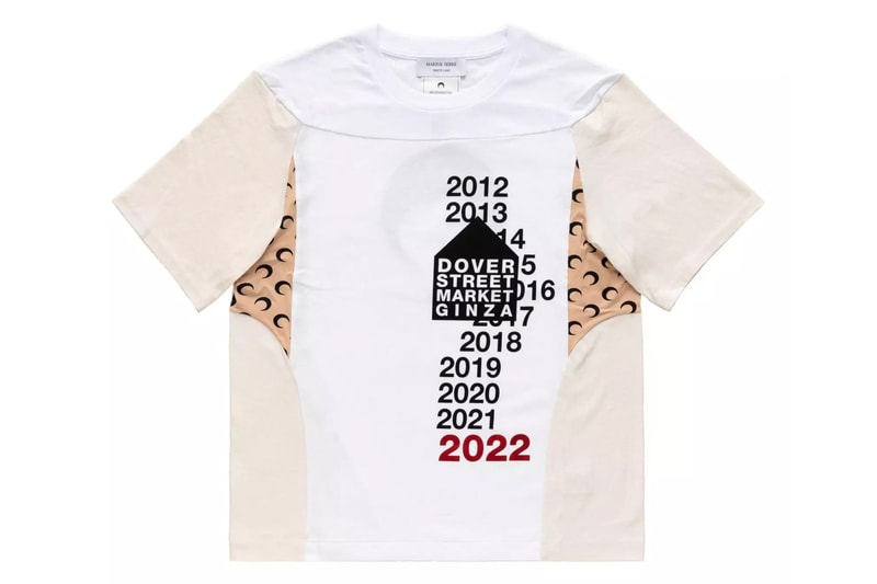 Dover Street Market GInza 10th anniversary collaboration t shirt JW anderson marine serre prada Marni Marine Serre Molly Goddard Bape Maison Margiela Noah Gucci release info date price tees
