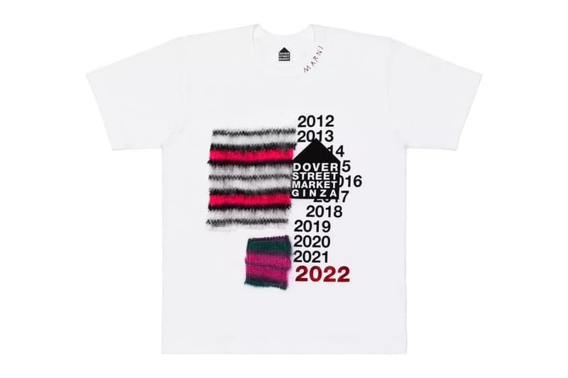 Dover Street Market GInza 10th anniversary collaboration t shirt JW anderson marine serre prada Marni Marine Serre Molly Goddard Bape Maison Margiela Noah Gucci release info date price tees