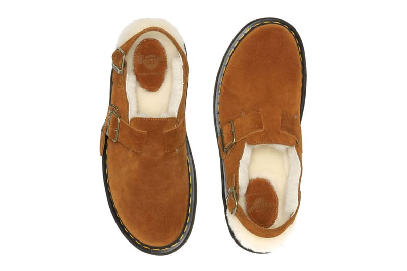 Dr Martens Jorge Made in England Shearling Mule Sandal Footwear Fall Winter 2022 Fashion UK Shoes Shearling Suede 