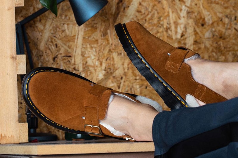 Dr Martens Jorge Made in England Shearling Mule Sandal Footwear Fall Winter 2022 Fashion UK Shoes Shearling Suede 