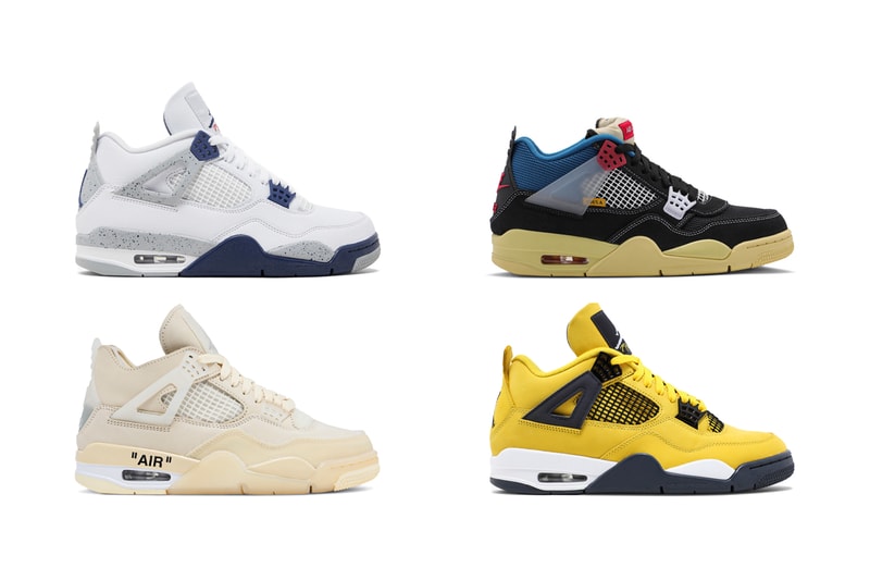 GOAT Air Jordan 4 Retro Models Midnight Navy Release Date Military Black Lightning Black Cat Sail Off Noir Fire Red Bred White Cement
