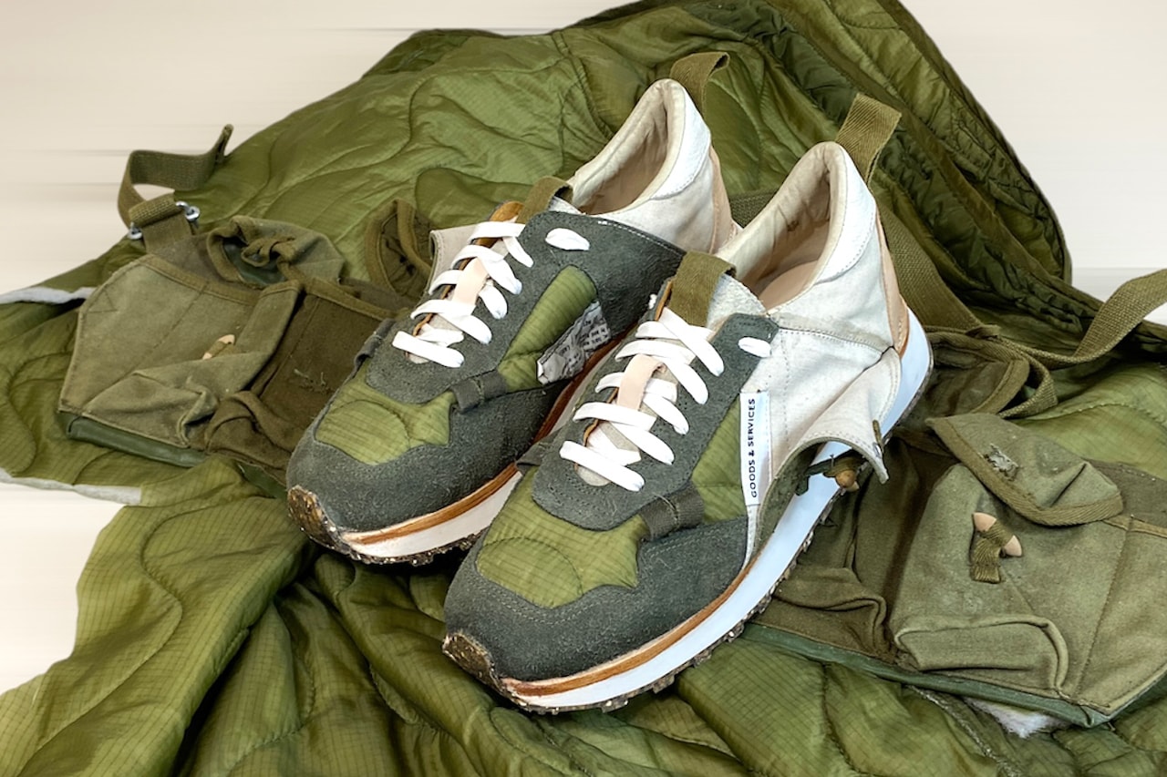 goods and services upcycled sneaker shoe program military bag jacket customizer release date info photos price store list buying guide