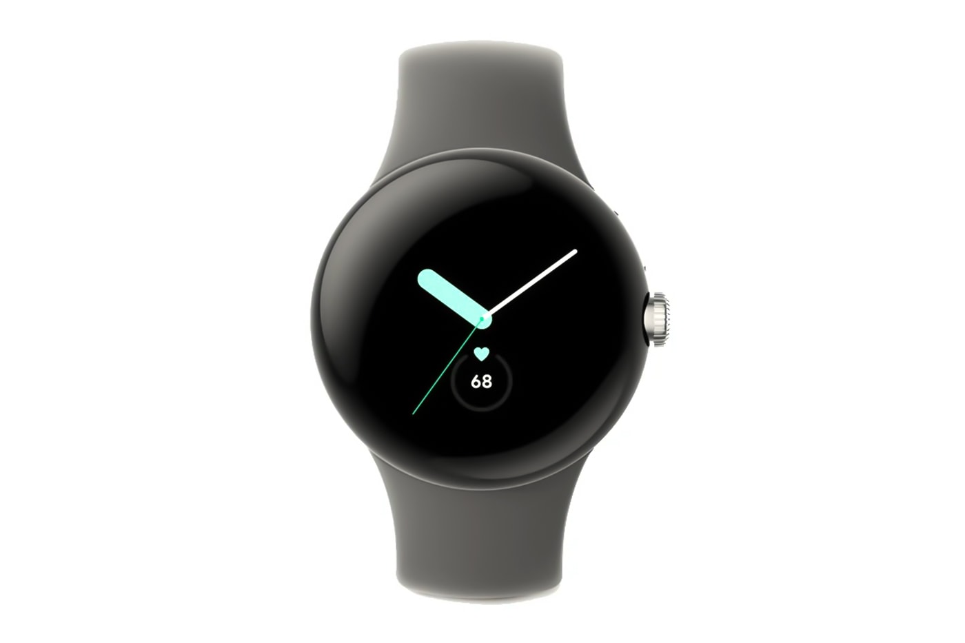Google Pixel Watch Fitbit First ever smartwatch circular face bulbous dome face steel matte black charcoal 