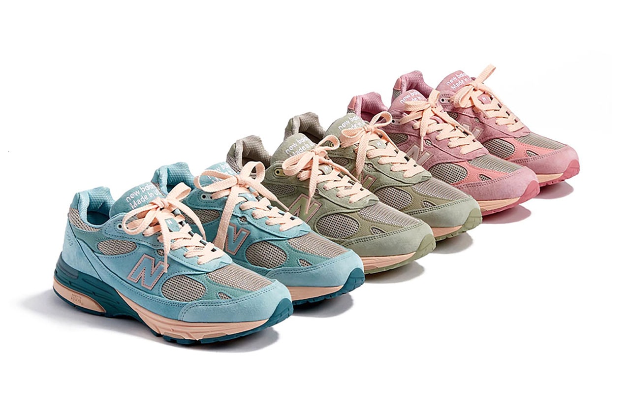 joe freshgoods new balance 993 performance art powder pink sage arctic blue release every now and then school supply donation released date raffle info photos buying guide store list 