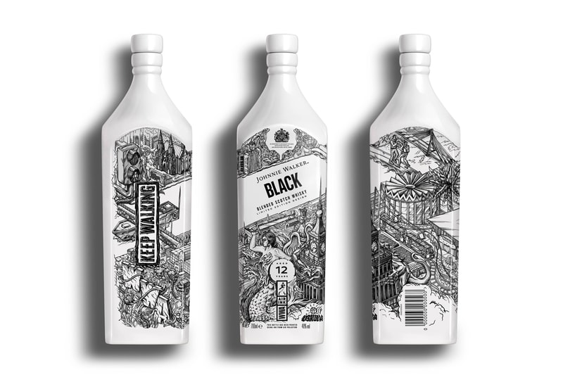 johnnie walker air ink whisky bottle illustration art limited edition city keep walking 