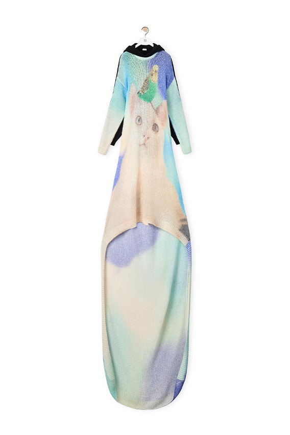 LOEWE FW22 Cat Print Knit Dress Release Info wool fall winter 2022 Jonathan Anderson meme cat bird