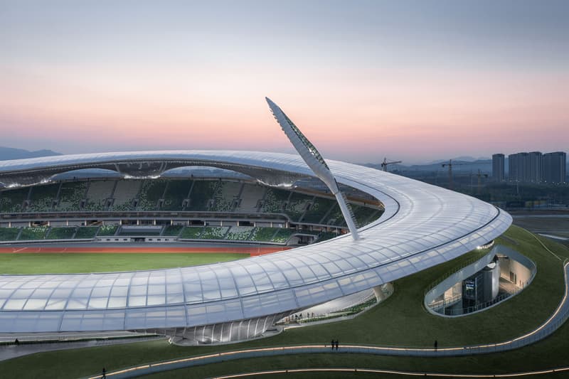 Mad architects ma yansong quzhou stadium quzhou sports park earth sheltered building zhejiang province shanghai 30000