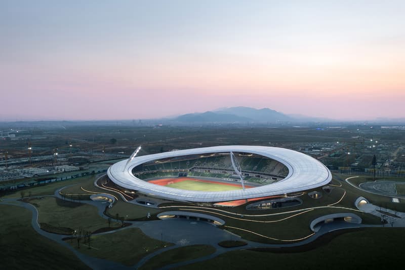 Mad architects ma yansong quzhou stadium quzhou sports park earth sheltered building zhejiang province shanghai 30000 