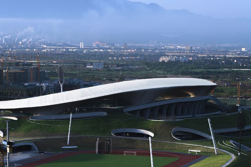Mad architects ma yansong quzhou stadium quzhou sports park earth sheltered building zhejiang province shanghai 30000
