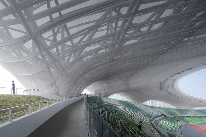 Mad architects ma yansong quzhou stadium quzhou sports park earth sheltered building zhejiang province shanghai 30000