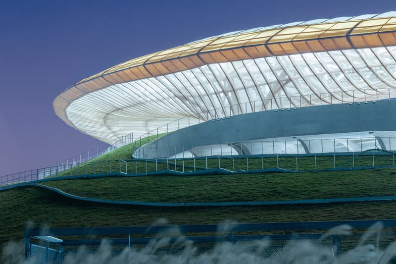 Mad architects ma yansong quzhou stadium quzhou sports park earth sheltered building zhejiang province shanghai 30000