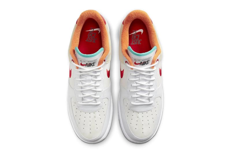 Nike Air Force 1 Low Just Do It FD4205-161 Release Info Summit White University Red-White-Washed Teal-Sanddrift-Safety Orange