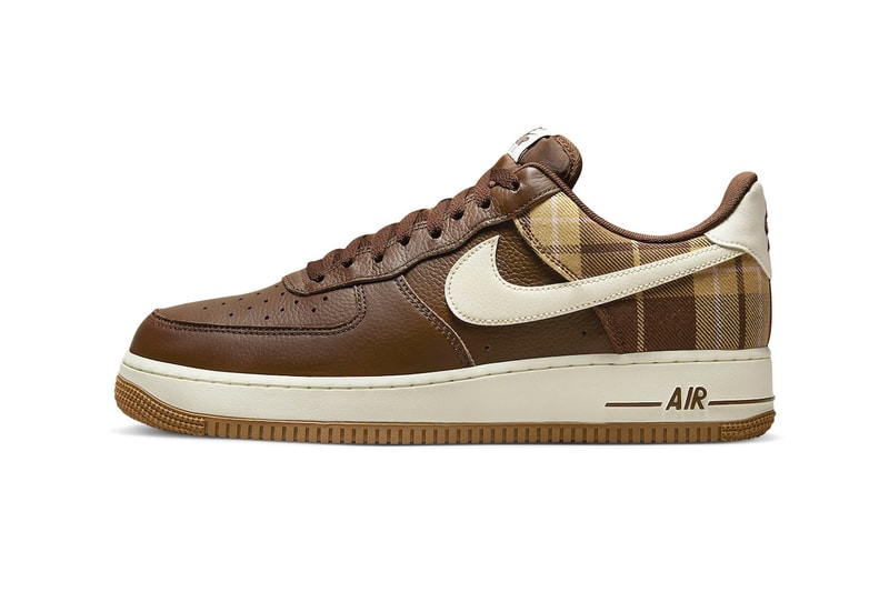 Nike Air Force 1 Plaid Cacao Wow Pale Ivory tumbled leather mesh tartan sail gum 130 usd release info date price 