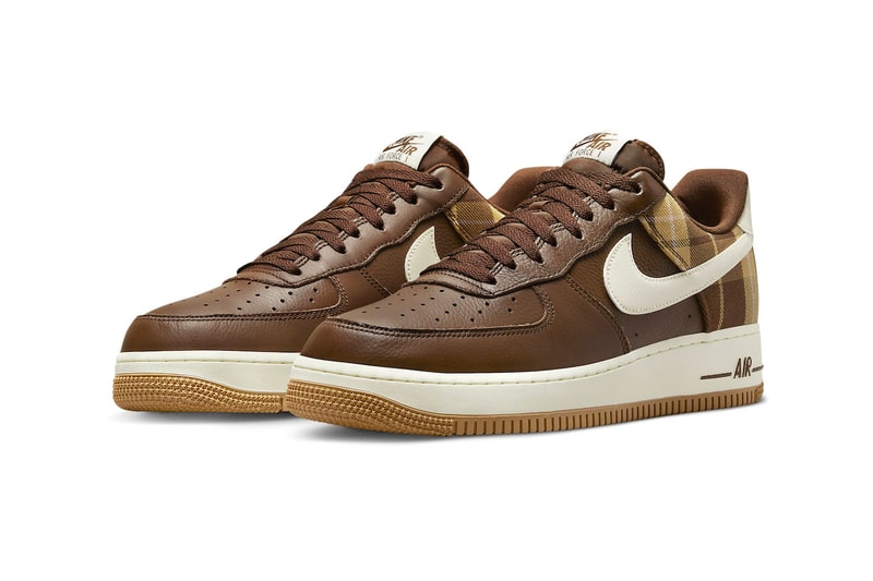 Nike Air Force 1 Plaid Cacao Wow Pale Ivory tumbled leather mesh tartan sail gum 130 usd release info date price 