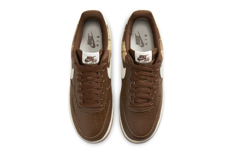 Nike Air Force 1 Plaid Cacao Wow Pale Ivory tumbled leather mesh tartan sail gum 130 usd release info date price 