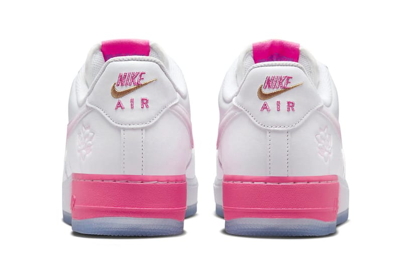nike air force 1 white pink tick