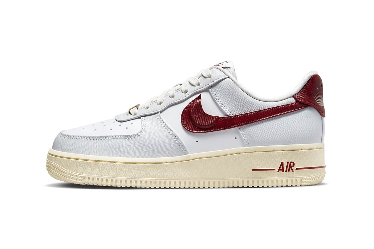 This Nike Air Force 1 Low Features Swoosh Pockets DV7584-001 team red summit white muslin photon dust sneakers af1