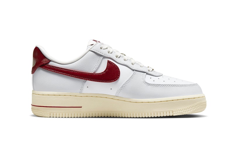 This Nike Air Force 1 Low Features Swoosh Pockets DV7584-001 team red summit white muslin photon dust sneakers af1