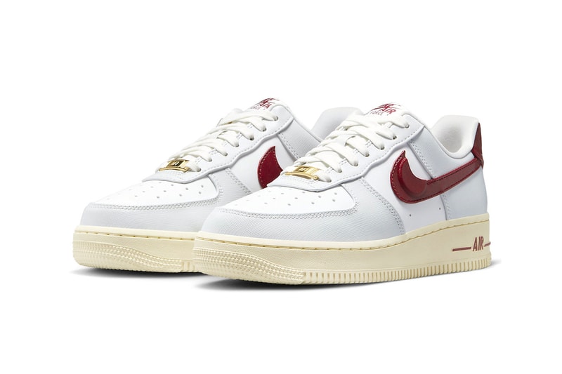 This Nike Air Force 1 Low Features Swoosh Pockets DV7584-001 team red summit white muslin photon dust sneakers af1