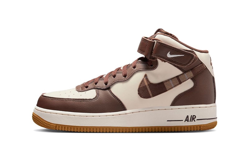 Nike Air Force 1 Mid Brown Plaid Tartan Sneakers Footwear Shoes Trainers Fashion Style Streetwear 