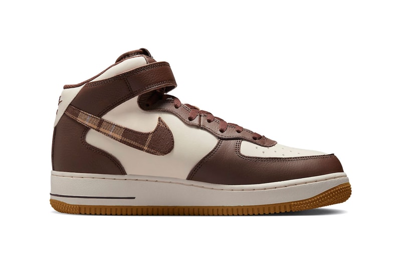 Nike Air Force 1 Mid Brown Plaid Tartan Sneakers Footwear Shoes Trainers Fashion Style Streetwear 