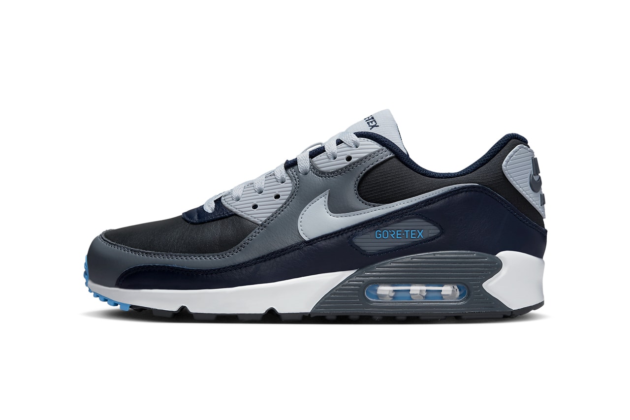 nike sportswear air max 90 gore tex grey black blue white waterproof dj9779 004 release date info photos price store list buying guide where to anthracite pure platinum