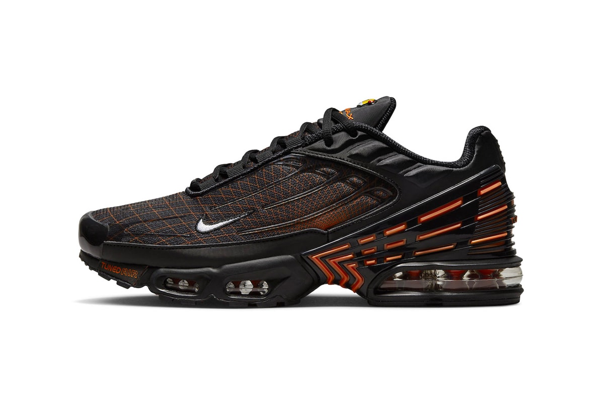 Nike Air Max Plus 3 Gets Outfitted for Halloween FB3352-001 black orange swoosh technical sneaker