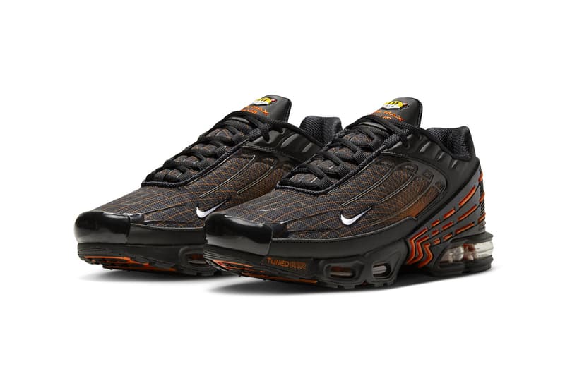 Nike Air Max Plus 3 é equipado para o Halloween FB3352-001 tênis técnico laranja preto swoosh