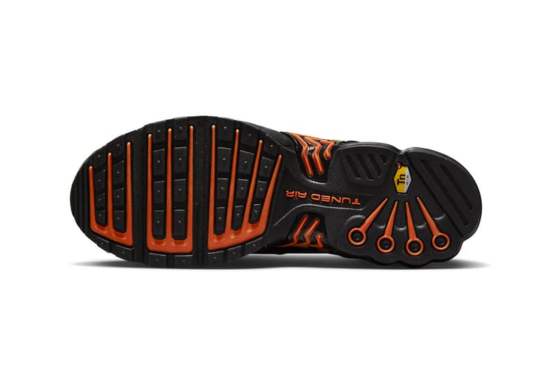 Nike Air Max Plus 3 é equipado para o Halloween FB3352-001 tênis técnico laranja preto swoosh