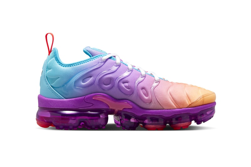 Nike Air VaporMax Plus Surfaces in Multi-Color Gradients FD0823-500 peach purple blue neoprene running shoes sneakers swoosh