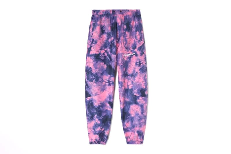 Off-white skiwear jacket collection lookbook tie dye purple green orange gradient pant glove goggle sunglasses release info date price