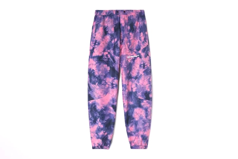 Off-white skiwear jacket collection lookbook tie dye purple green orange gradient pant glove goggle sunglasses release info date price
