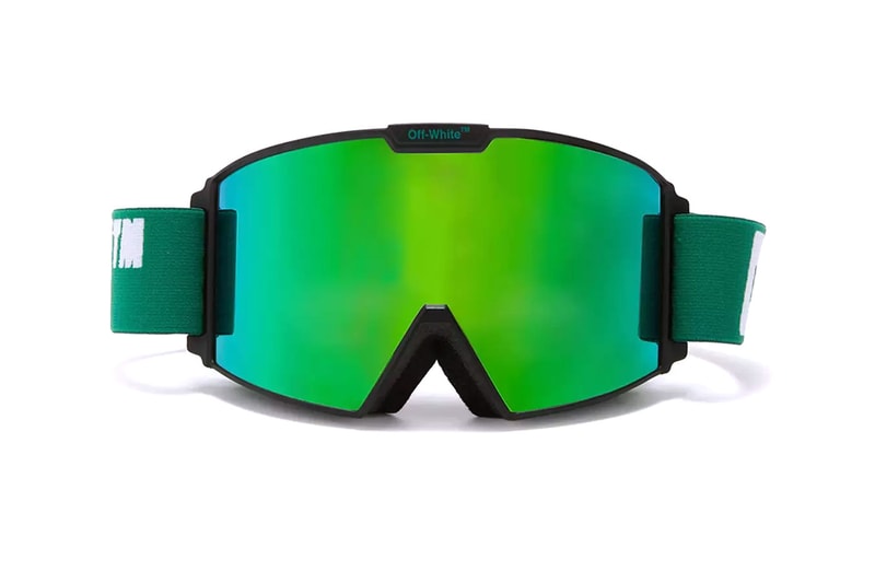 Off-white skiwear jacket collection lookbook tie dye purple green orange gradient pant glove goggle sunglasses release info date price