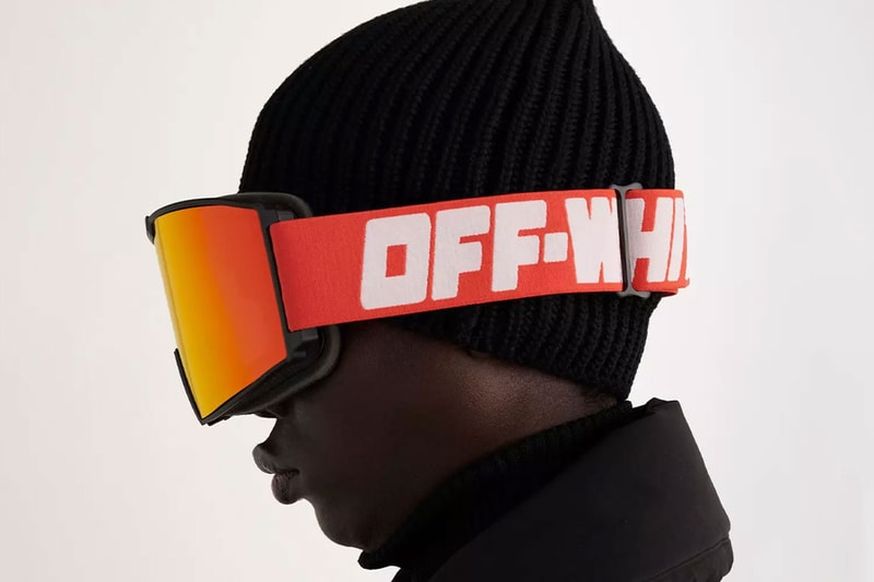 Off-white skiwear jacket collection lookbook tie dye purple green orange gradient pant glove goggle sunglasses release info date price