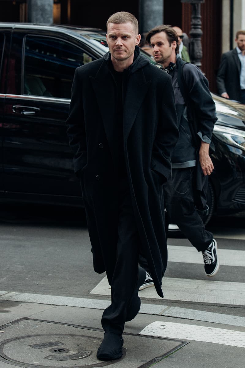 Paris Fashion Week SS23 Street Style Looks emma chamberlain rick owens michele lamy matthew m williams balenciaga kenzo nigo sita bellan loewe miu miu chanel givenchy thom browne monochrome suits suiting tailoring weather fall october september