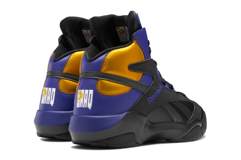 Reebok Shaq Attaq Lakers Release Info GY7127 Date Buy Price Core Black Bold Purple Collegiate Gold Los Angeles Shaquille O'Neal