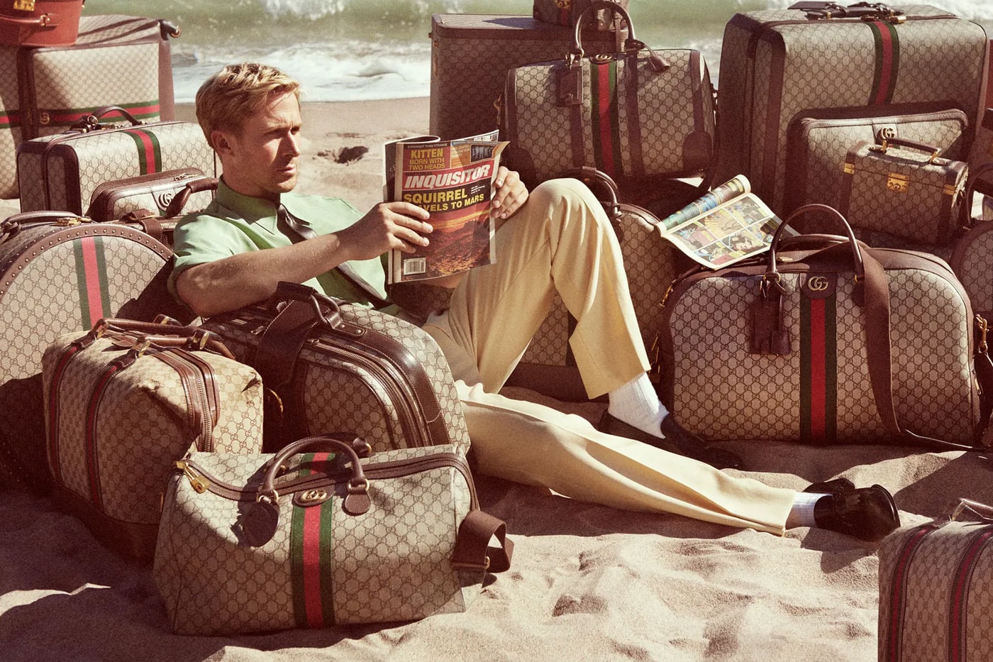 Ryan Gosling Is Gucci's Latest Muse Travel Luggage Campaign harry styles jared leto lana del rey Valigeria alessandro michele
