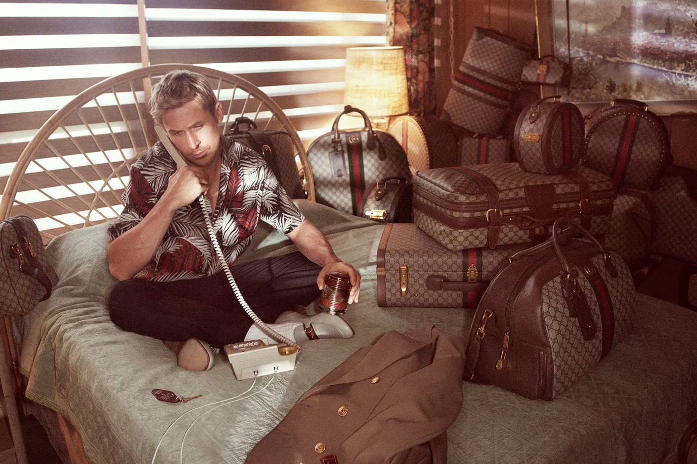 Ryan Gosling Is Gucci's Latest Muse Travel Luggage Campaign harry styles jared leto lana del rey Valigeria alessandro michele