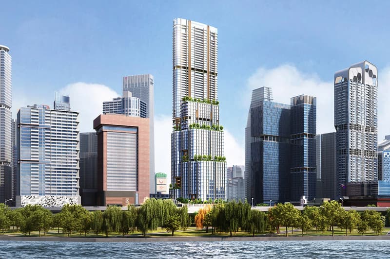 SOM Supertall Shenton Skyscraper Singapore tallest bamboo forest 63 storey plant 305 meter offices residence retail terracotta stone first look info