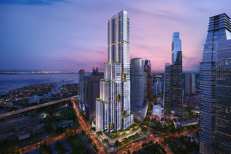 SOM Supertall Shenton Skyscraper Singapore tallest bamboo forest 63 storey plant 305 meter offices residence retail terracotta stone  first look info