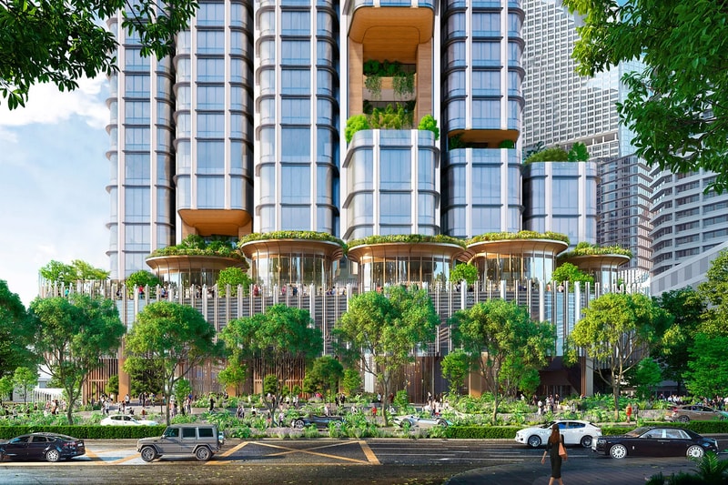 SOM Supertall Shenton Skyscraper Singapore tallest bamboo forest 63 storey plant 305 meter offices residence retail terracotta stone  first look info