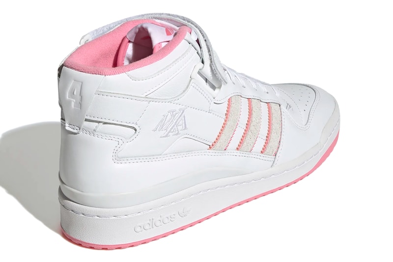 adidas Originals Lil Dre Skateboarding Forum 84 Mid White Pink Sneakers Trainers Shoes Footwear Three Stripe