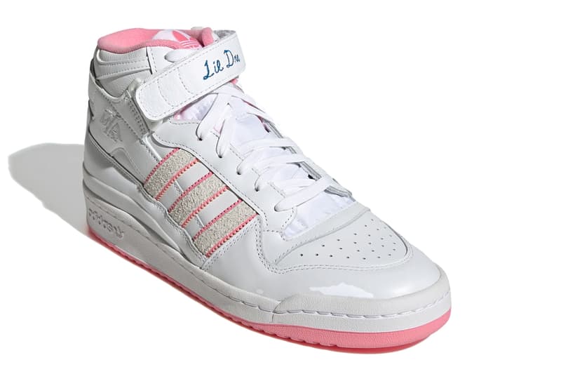 adidas Originals Lil Dre Skateboarding Forum 84 Mid White Pink Sneakers Trainers Shoes Footwear Three Stripe