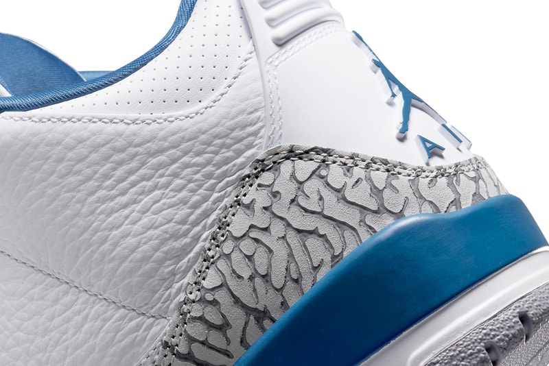 On-Feet Look at the Air Jordan 3 "Wizards" PE CT8532-148 michael jordan nba basketball yankeekicks white true blue cement grey elephant washington wizards Air Jordan 3 Wizards CT8532-148 Release Date