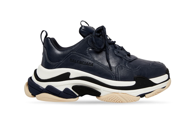 Balenciaga Triple S Sneaker Luxury Luxe Version Dark Blue Tan Leather Free Technical Materials adidas Collaboration Demna Gvasalia