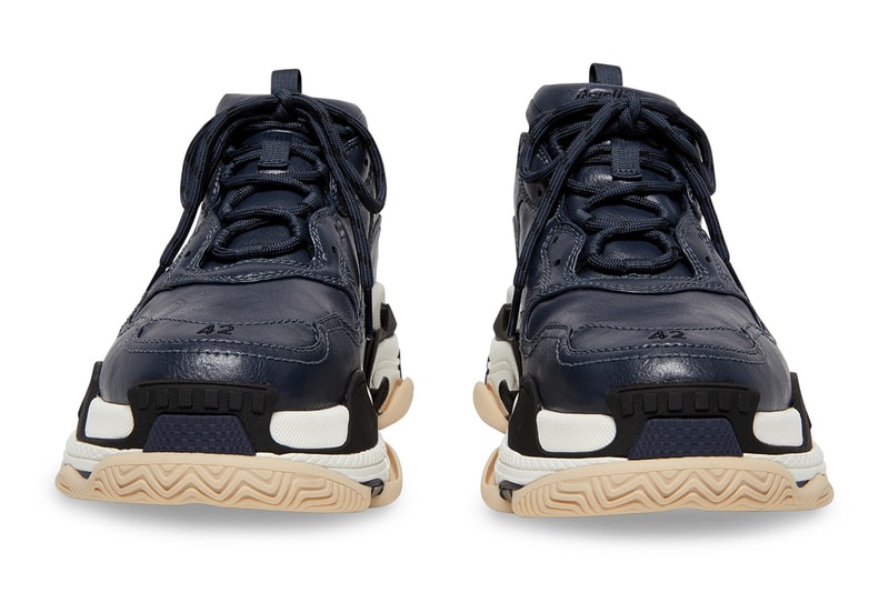 Balenciaga Triple S Sneaker Luxury Luxe Version Dark Blue Tan Leather Free Technical Materials adidas Collaboration Demna Gvasalia