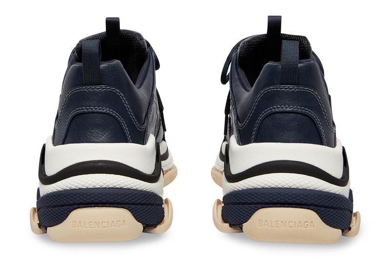 Balenciaga Triple S Sneaker Luxury Luxe Version Dark Blue Tan Leather Free Technical Materials adidas Collaboration Demna Gvasalia