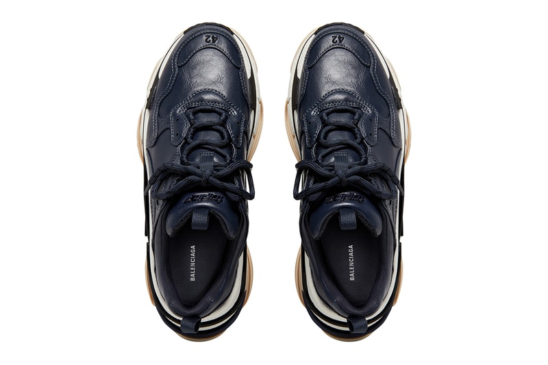 Balenciaga Triple S Sneaker Luxury Luxe Version Dark Blue Tan Leather Free Technical Materials adidas Collaboration Demna Gvasalia
