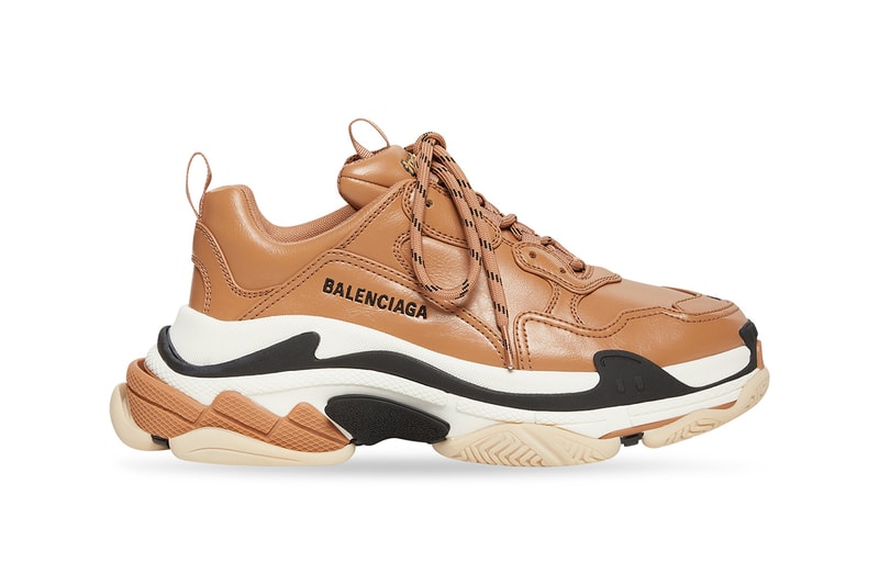 Balenciaga Triple S Sneaker Luxury Luxe Version Dark Blue Tan Leather Free Technical Materials adidas Collaboration Demna Gvasalia